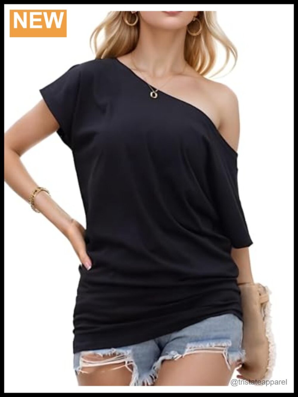 Off Shoulder Short Sleeve Tunic Top One Shoulder Blouse